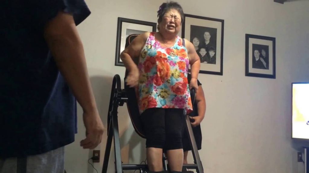 Picture of Woman Trying Inversion Table